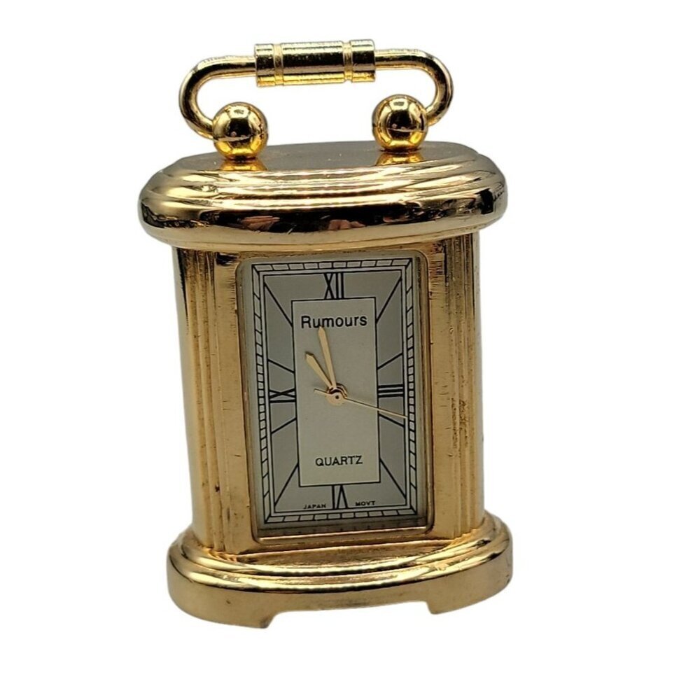 Rumours Mini Desk Quartz Clock Gold Tone Cute Gift Watch Lovers New Battery Runs